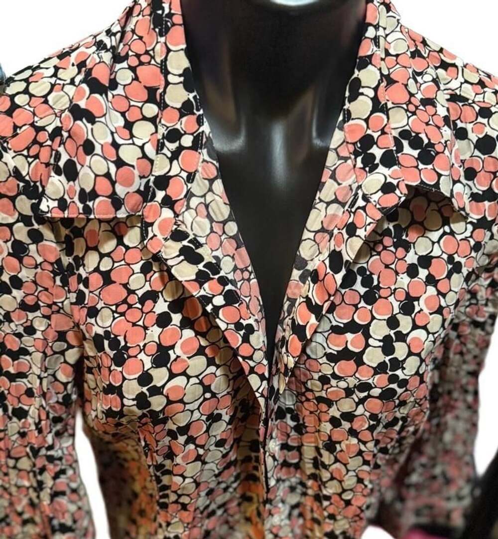 Scott Taylor Petite Pink Black Polka Dot Button Up Shirt Blouse PL
